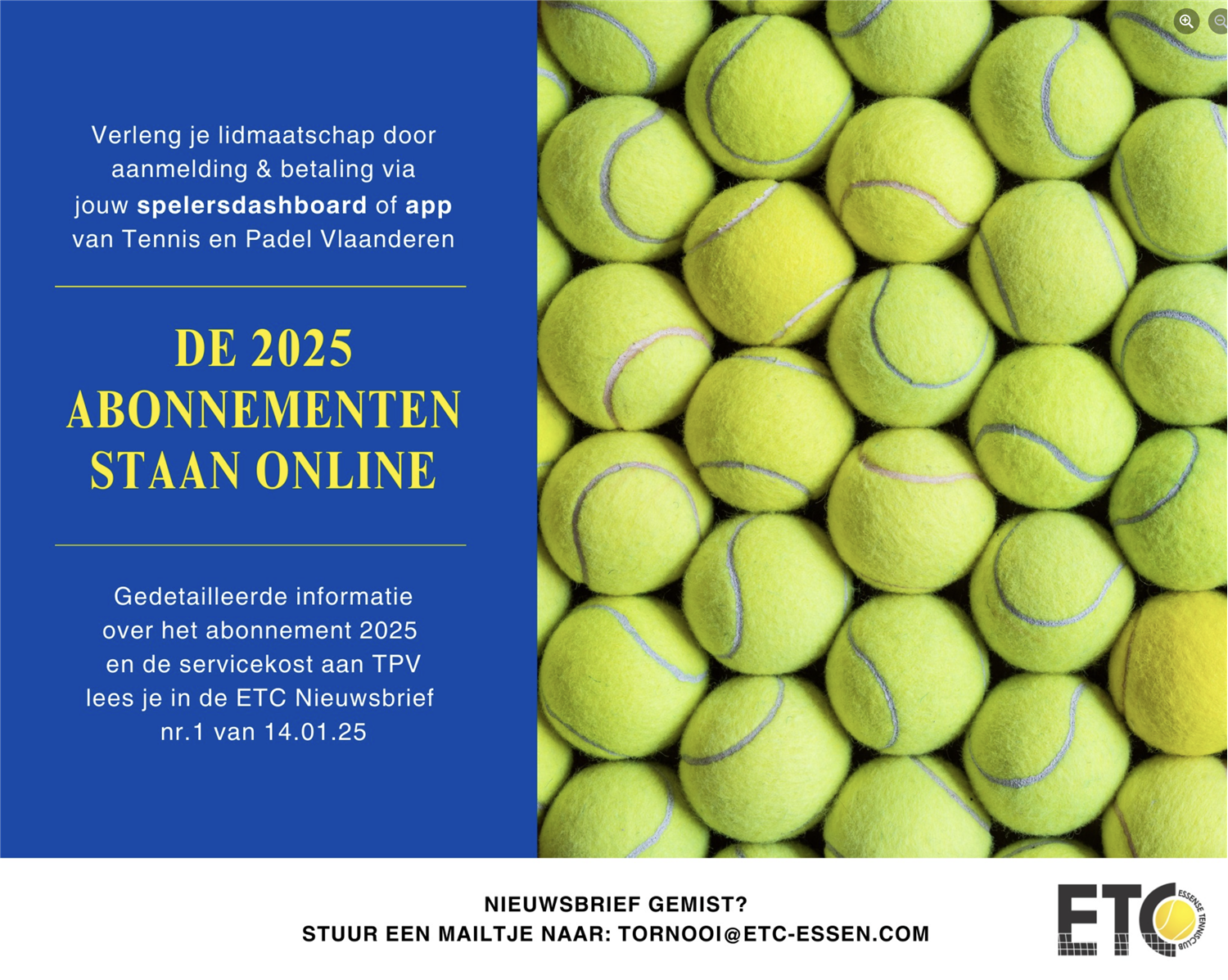 2025 Abonnementen staan online